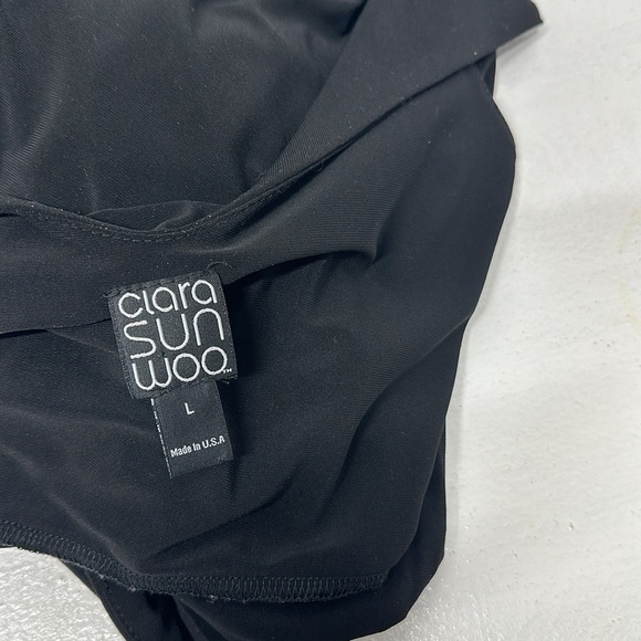 Clara Sun Woo Maxi Long Dress V-Neck Sleeveless Jersey Stretch Knit Black Large - Picture 10 of 12